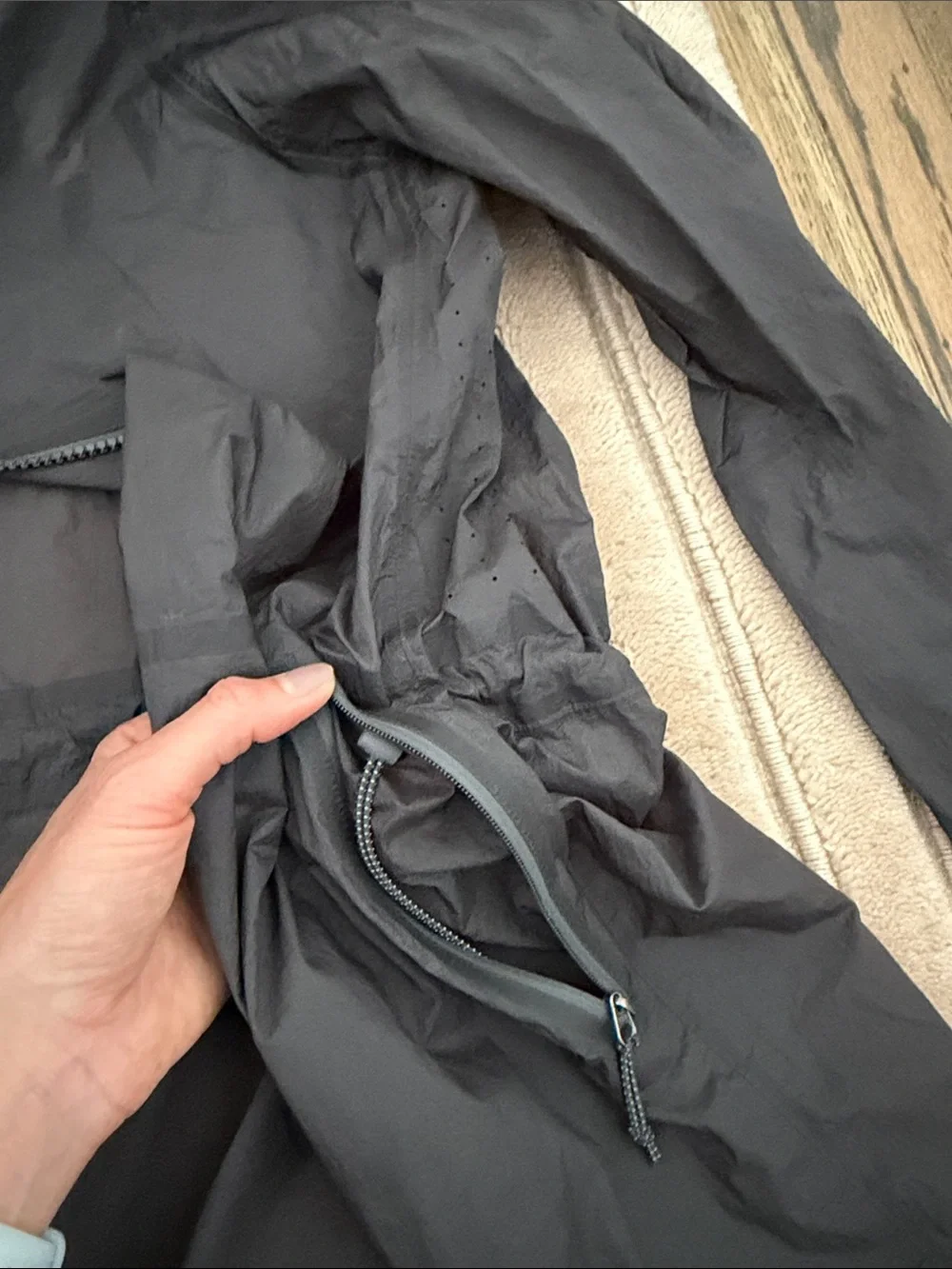 lululemon athletica Black Hooded Trench Coat